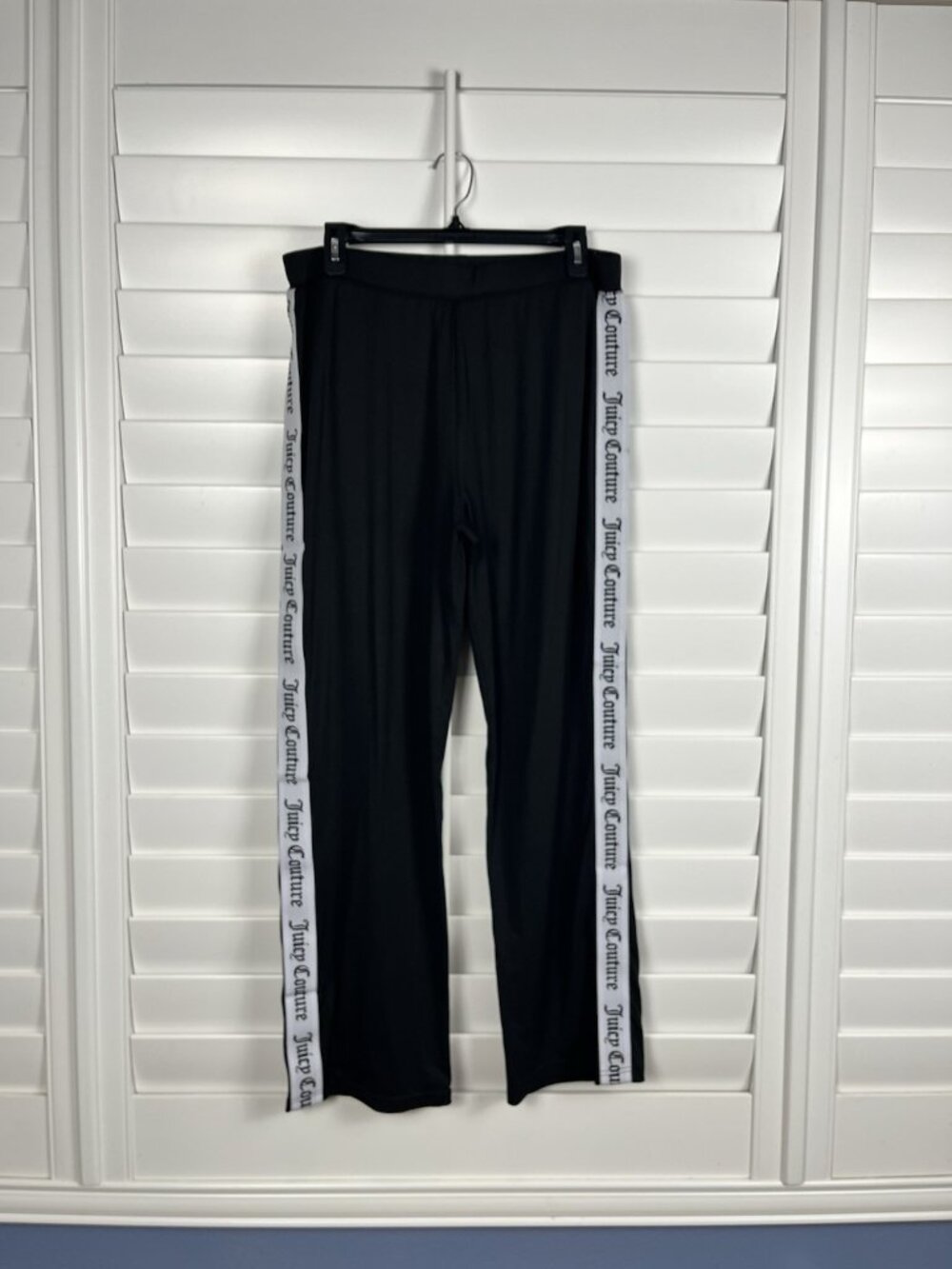 Juicy Couture Black Logo Tape Straight Leg Track Pants Y2K McBling size Large